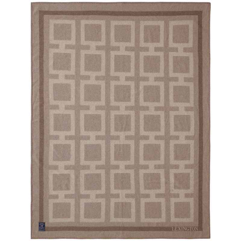 Graphic Recycled Wool Throw 130x170 cm, Brown/Beige