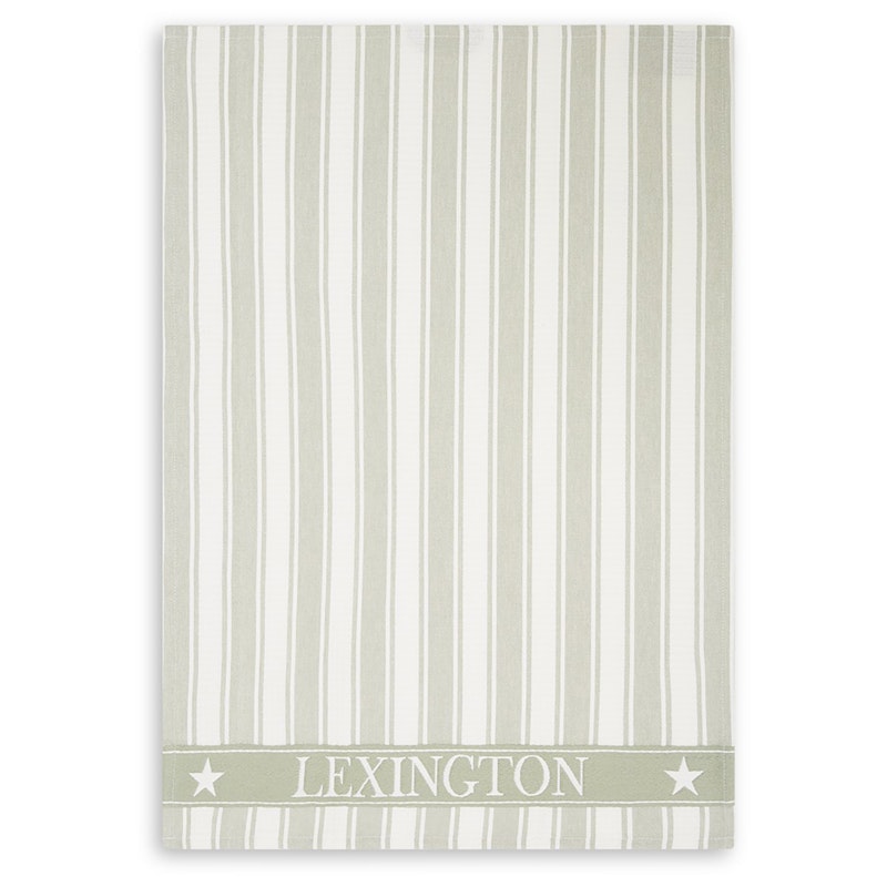 Icons Cotton Twill Waffle Striped Kitchen Towel, Sage Green/White