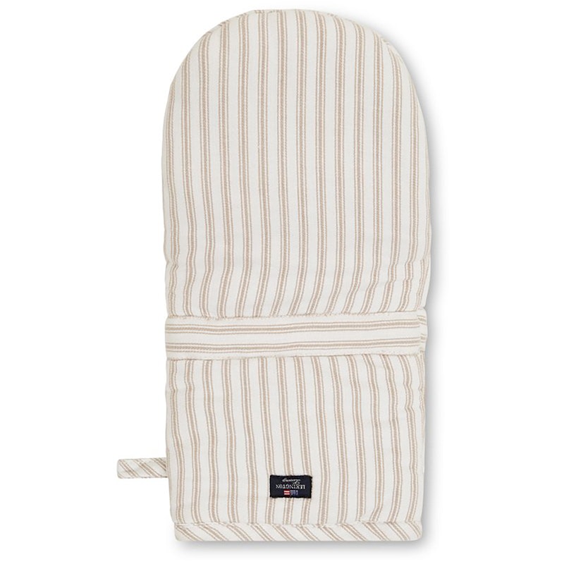 Icons Herringbone Striped Oven Glove, Beige