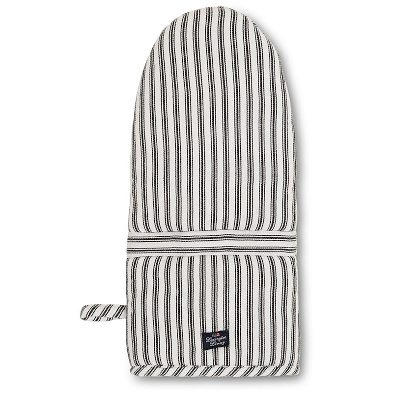 Icons Herringbone Striped Oven Glove, Black