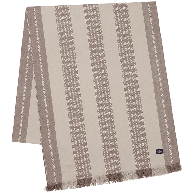 Jacquard Striped Table Runner 250x50 cm, White/Beige