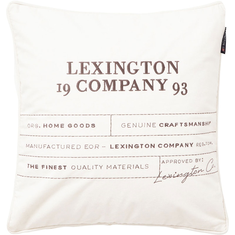 Logo Organic Cotton Canvas Cushion Cover 50x50 cm, White/Grey