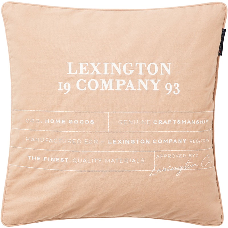 Logo Organic Cotton Canvas Cushion Cover 50x50 cm, White/Beige