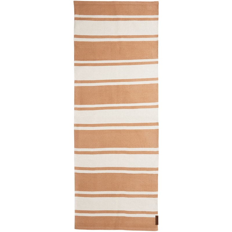 Organic Striped Cotton Rug 80x220 cm, Beige