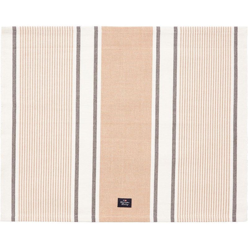 Striped Organic Cotton Rib Placemat 40x50 cm, Beige/White