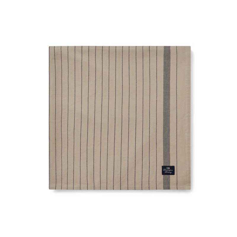 Striped Organic Cotton Tablecloth Beige/Dark Grey, 150x350 cm