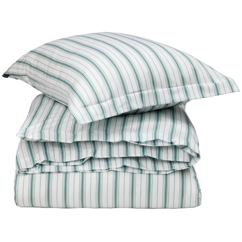 Striped Poplin Bedding Set 220x220 + 50x60x2 cm, White/Eucalyptus