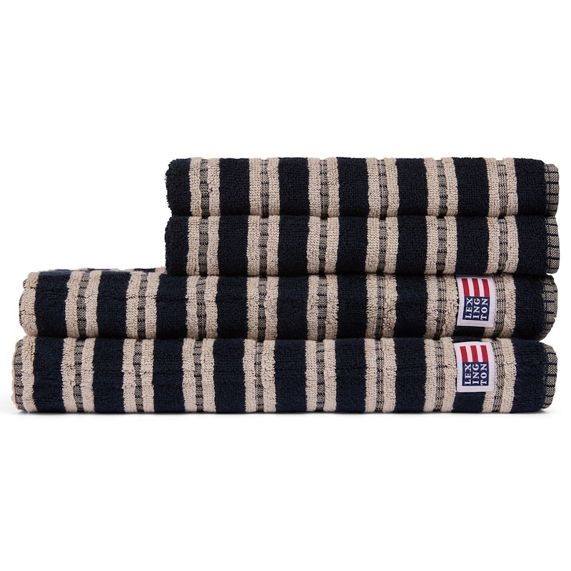 Striped Towel 50x70 cm, Dark Blue/Beige