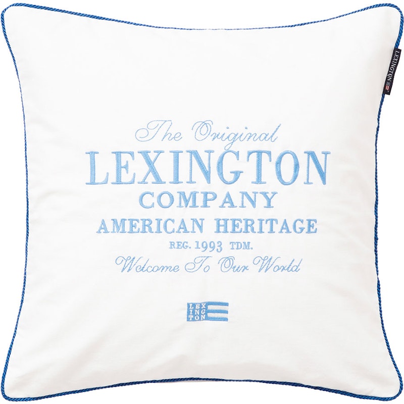 The Original Logo Organic Cotton Twill Cushion Cover 50x50 cm, White/Blue