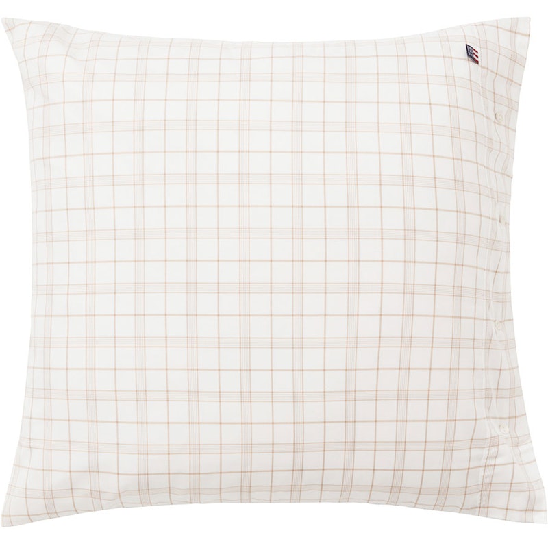 Checked Lyocell/Cotton Pillowcase 65x65 cm, White/Beige