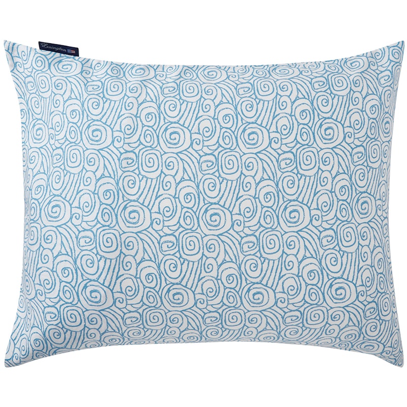 Wave Printed Cotton Sateen Pillowcase 50x60 cm Blue