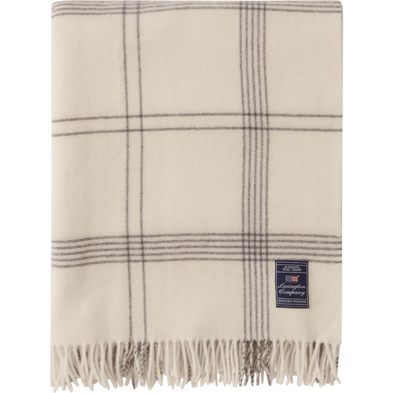 Checked Recycled Wool Throw 130x170 cm, White/Dark Grey