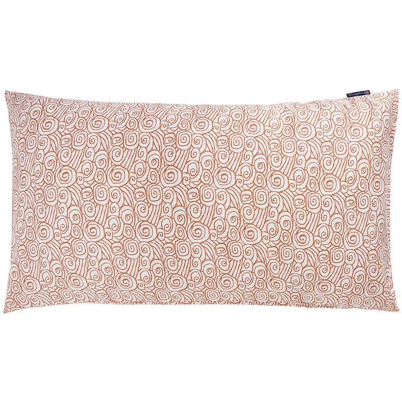 Wave Printed Cotton Sateen Pillowcase 50x90 cm, Terra