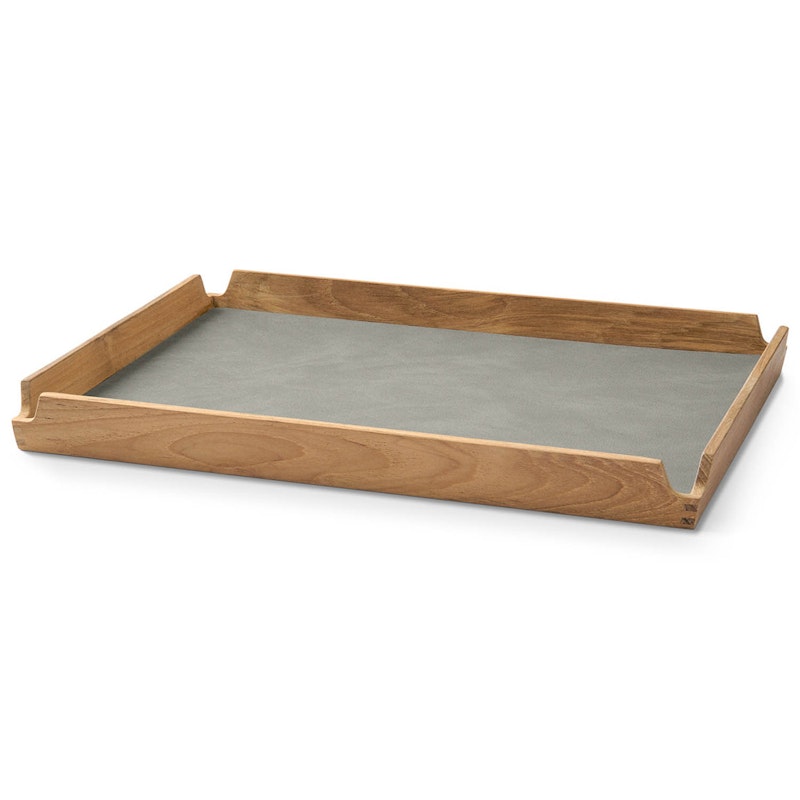 Airy Teak Tray Medium, Light Grey