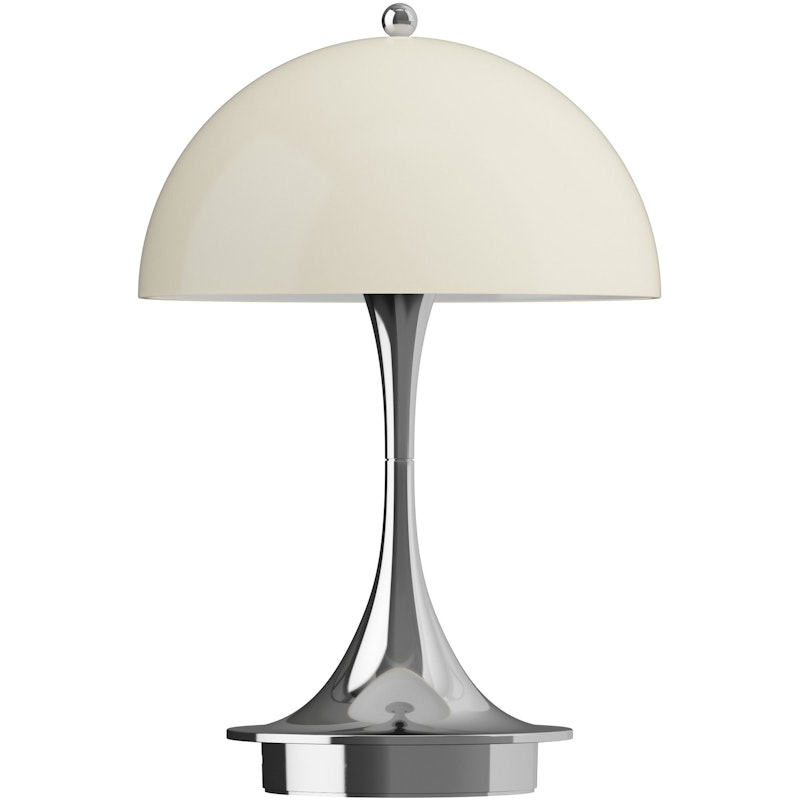 Panthella 160 Table Lamp Portable, Chrome / Opal Beige