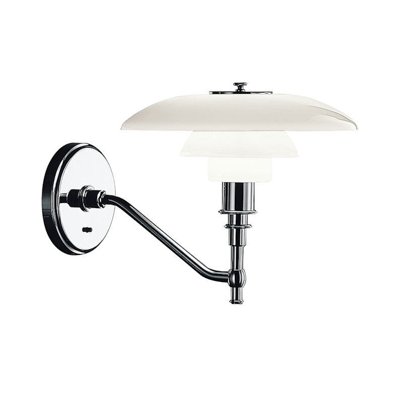 PH 3/2 Wall Lamp, Chrome Plated/White Opal Glass