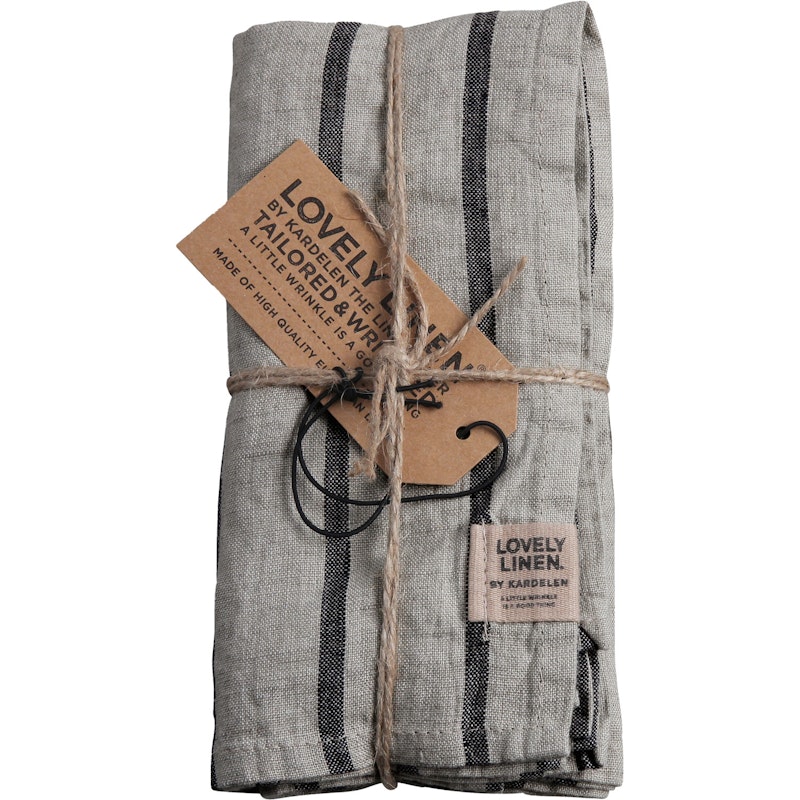 Lovely Napkins Linen 4-pack, Stripe Black