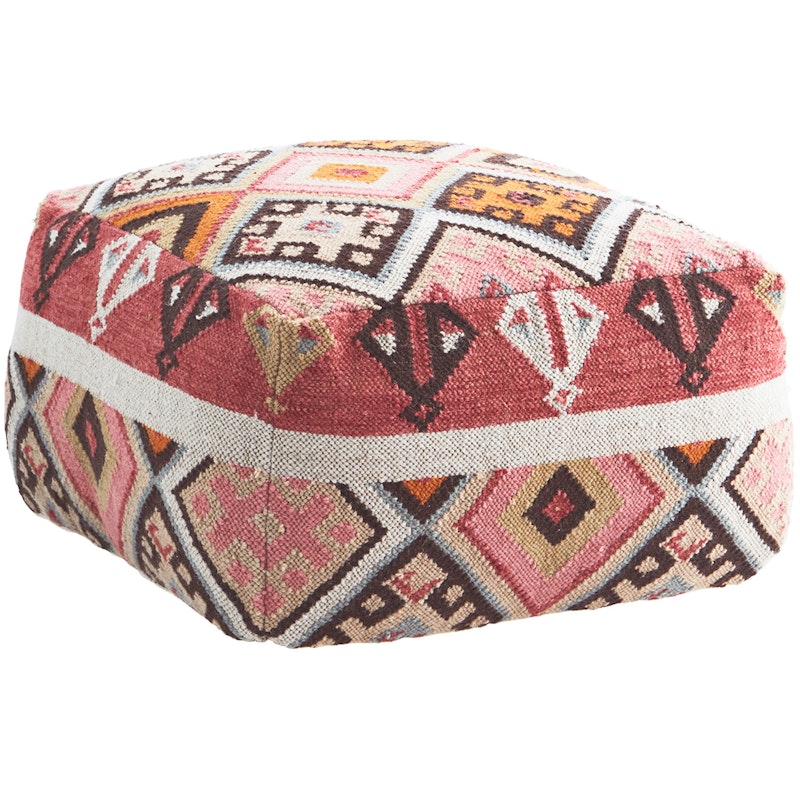 Handwoven Pouf Wool, 35x60x60 cm