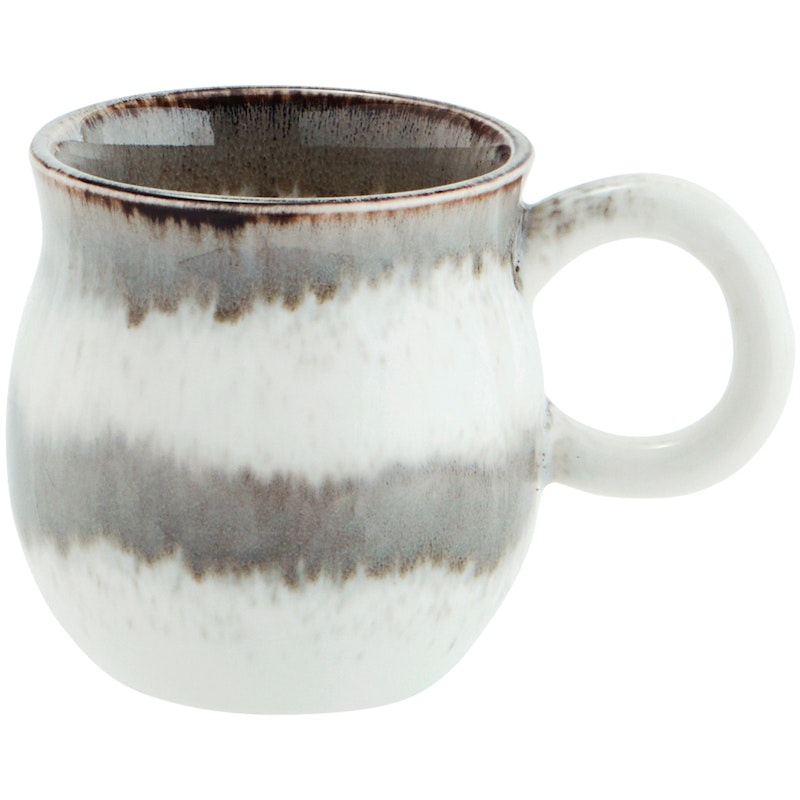 Mug With Ear Ø8 cm, Grey / White