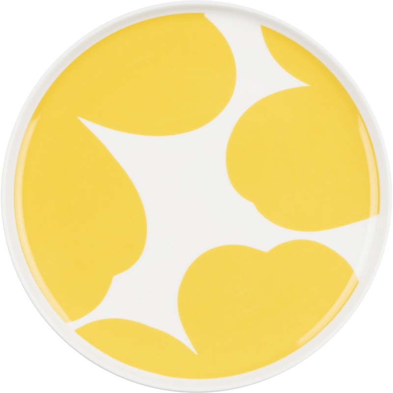 Iso Unikko Plate 20 cm, White / Spring Yellow