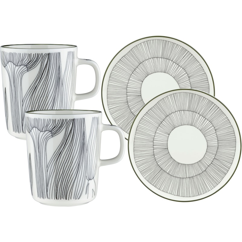 Kukat Puhkeavat Breakfast Set, Black / White / Forest Green