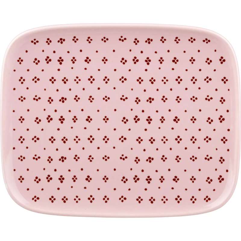 Muija Plate 12x15 cm, Pink / Chestnut