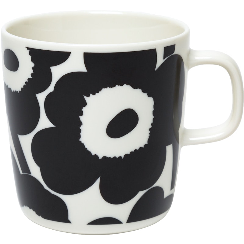 Oiva/Unikko Mug 40 cl, Black / White