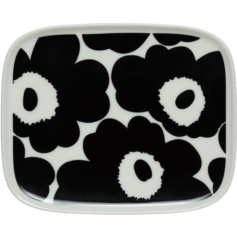 Oiva/Unikko Plate 12x15 cm, Black / White