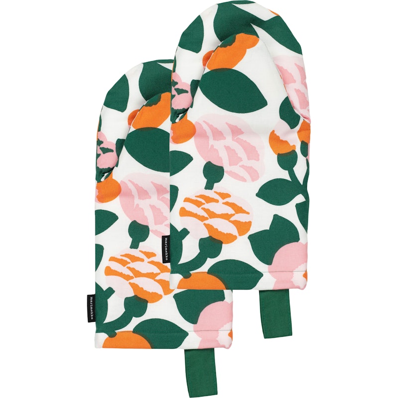 Pieni Green Green Oven Glove, White / Pink / Green / Orange