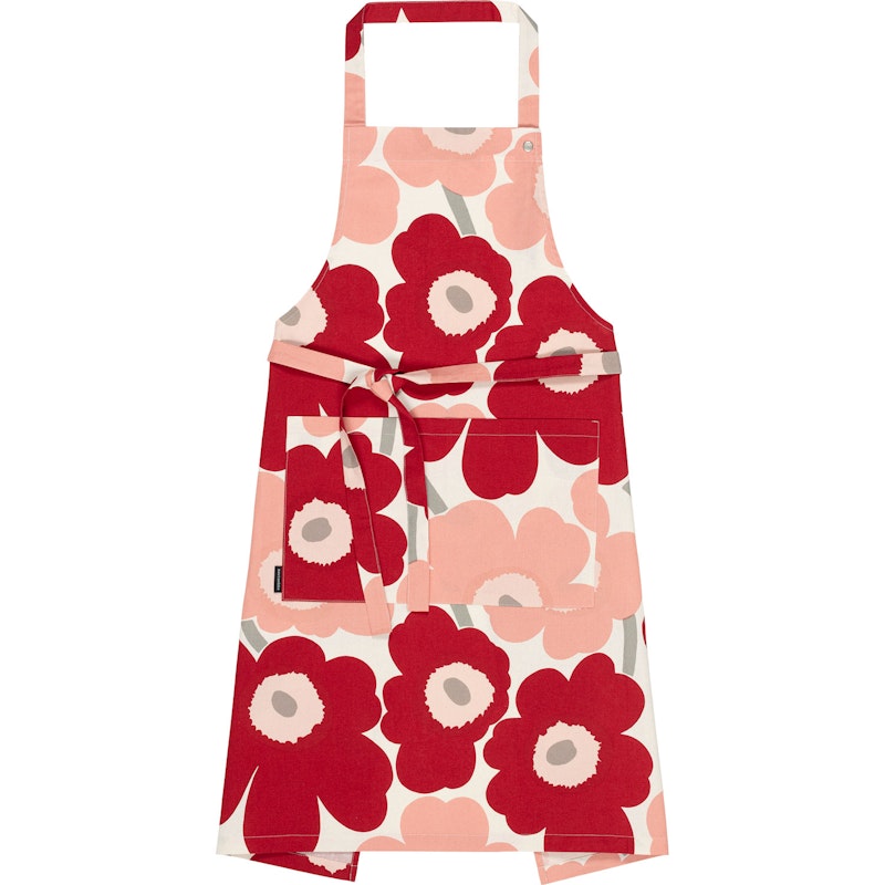 Pieni Unikko Apron, Cotton / Rose / Dark Cherry