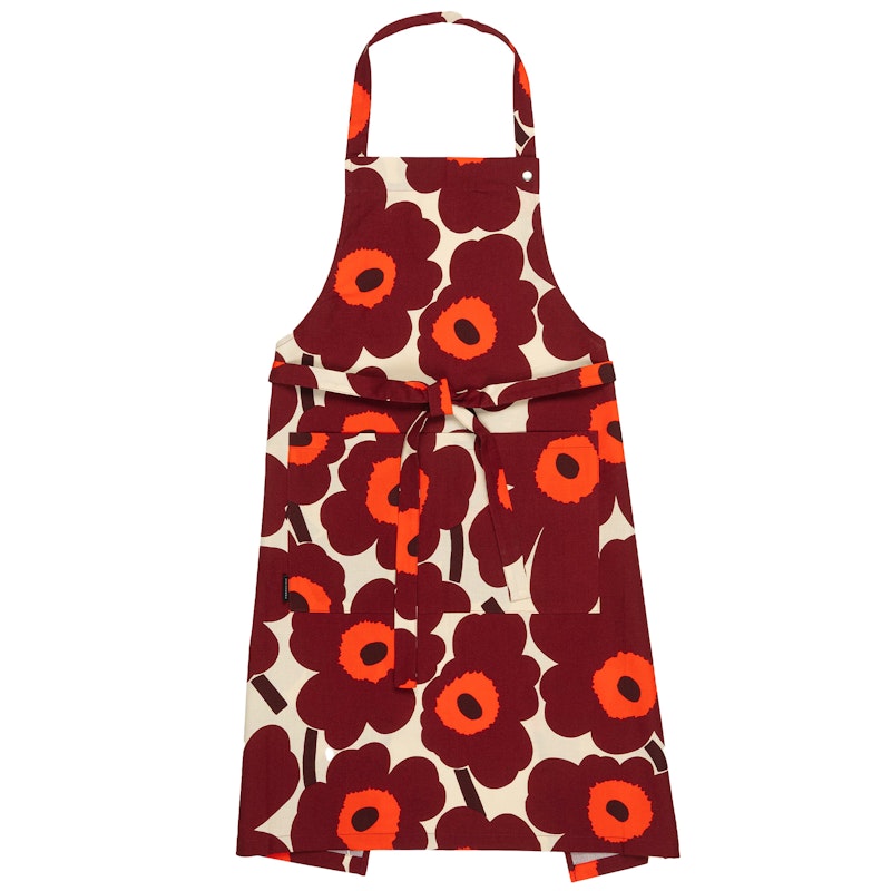 Pieni Unikko Apron, Red / Vanilla / Wine Red