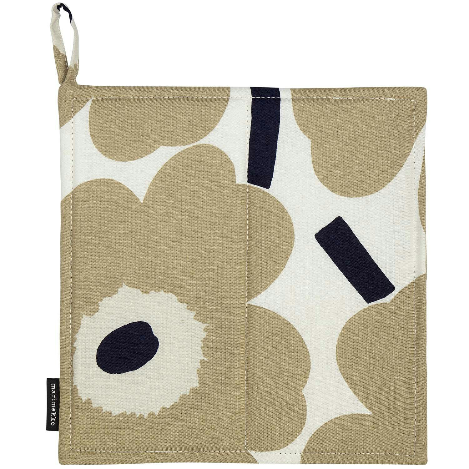 Pieni Unikko Pot Holder, Beige/Dark Blue from Marimekko RoyalDesign