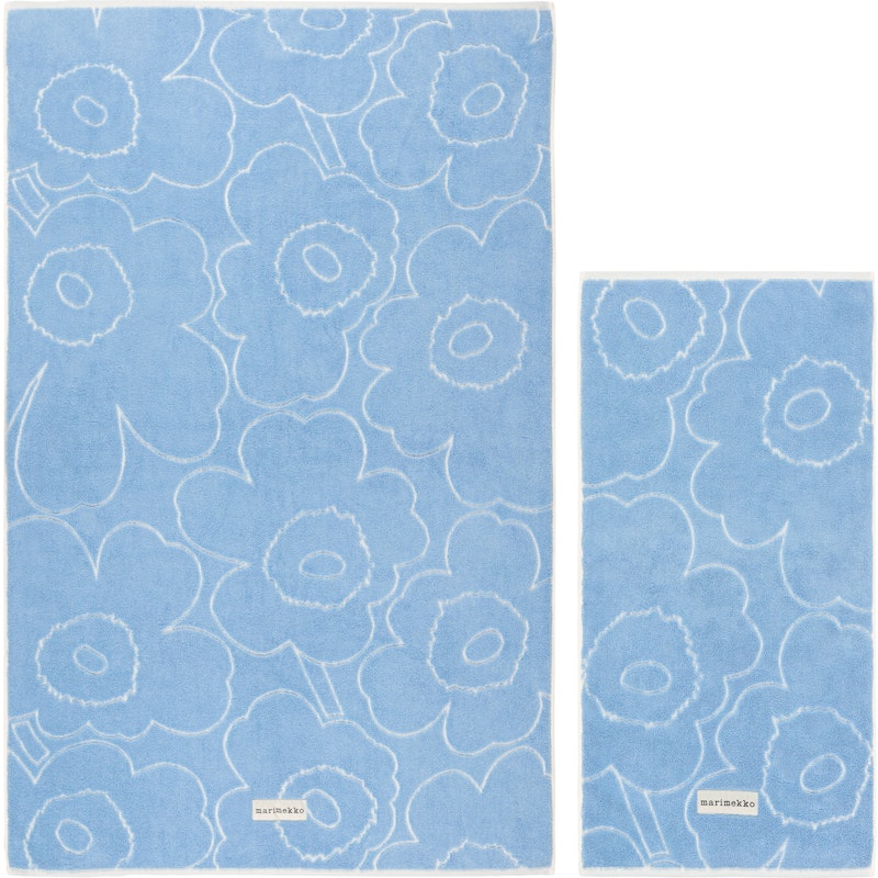 Piirto Unikko Towel Set 2-pack, Off-white / Light Blue