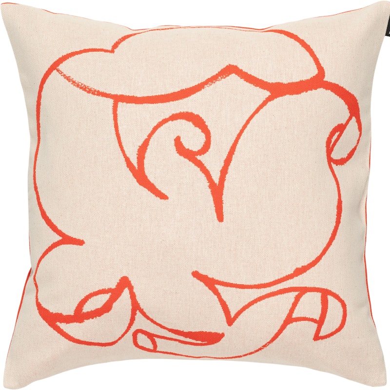 Pistilla Cushion Cover 46x46 cm, Off-white / Tomato Red