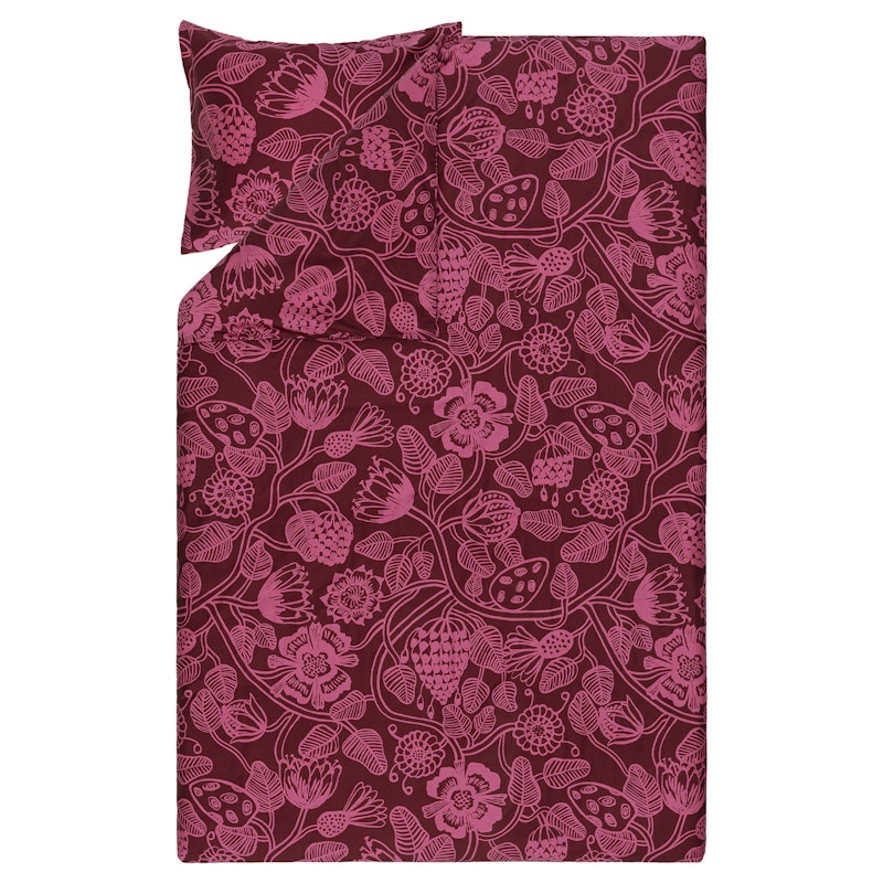 Tiara Sateen Bed Set 150x210 + 50x60 cm, Pink/Burgundy