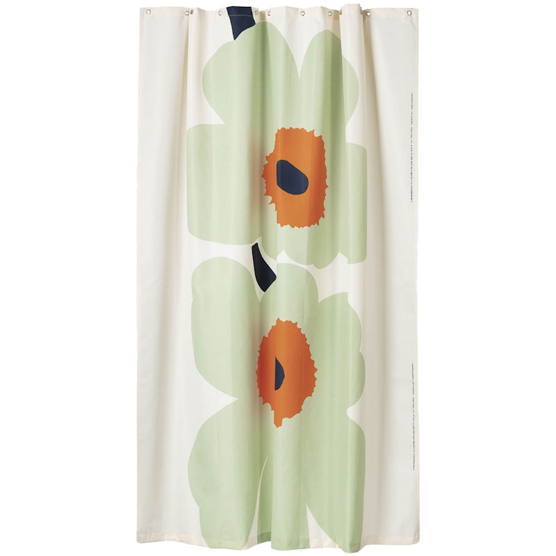 Unikko 60Th Anniversary Shower Curtain 180x200 cm, Sage/Orange / Off-White