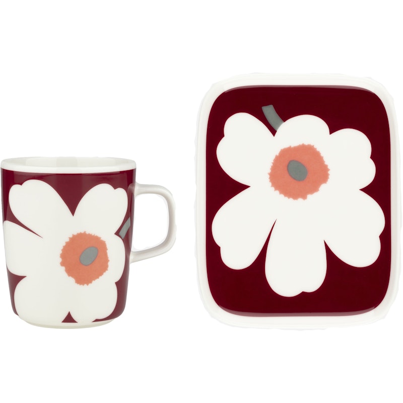 Unikko Anniversary Breakfast Set Burgundy 2-pack