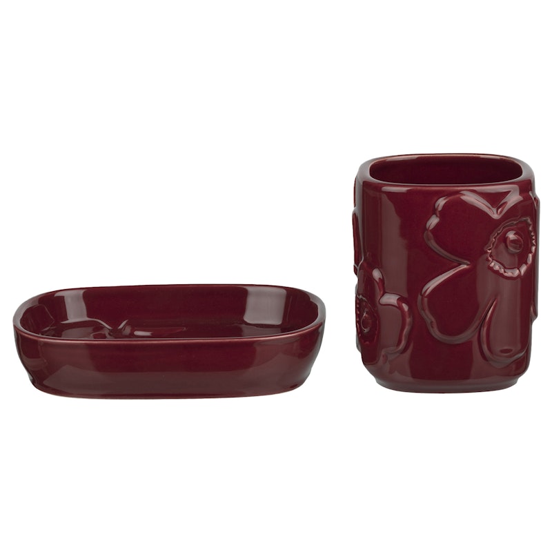 Unikko Bathroom Set, Burgundy