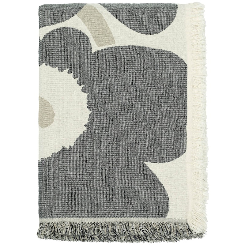 Unikko Jacquard Plaid 150x220 cm, Charcoal / Off-white / Sand