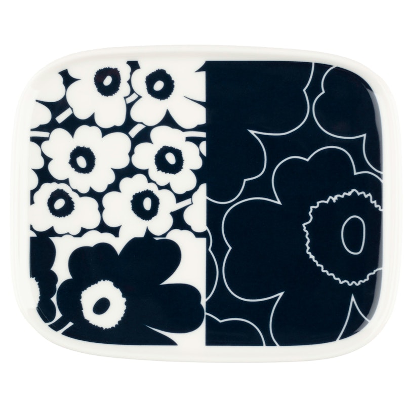 Unikko Kollaasi Plate 12x15 cm, Dark Blue/White