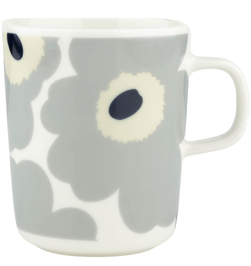 Oiva/Unikko 60th Anniversary Mug 25 cl, Grey / White / Dark Blue