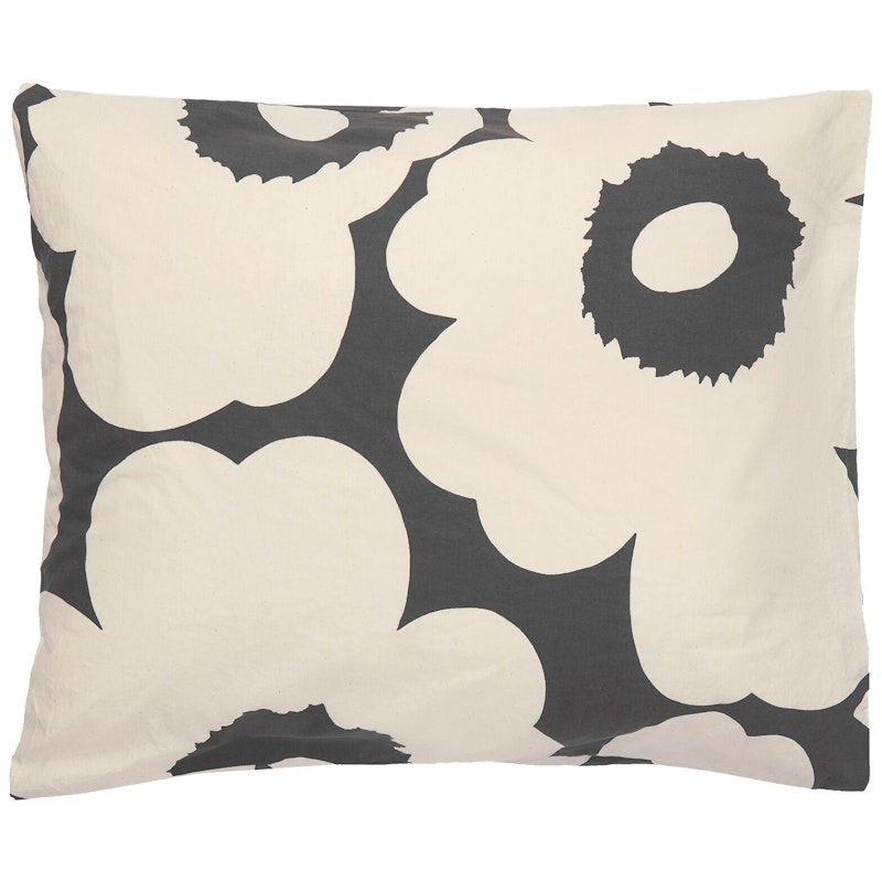 Unikko Pillowcase 50x60 cm, Off-white/Charcoal