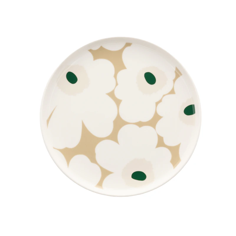 Oiva/Unikko Plate Ø20 cm, Dark Green / Light Sand