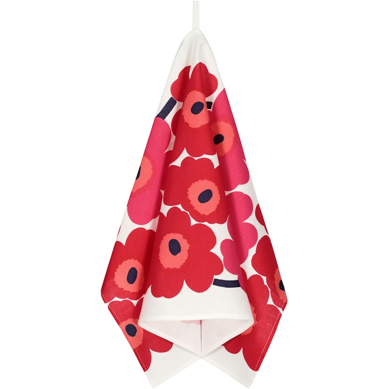 Unikko Kitchen Towel 47x70 cm 2-pack, White / Red