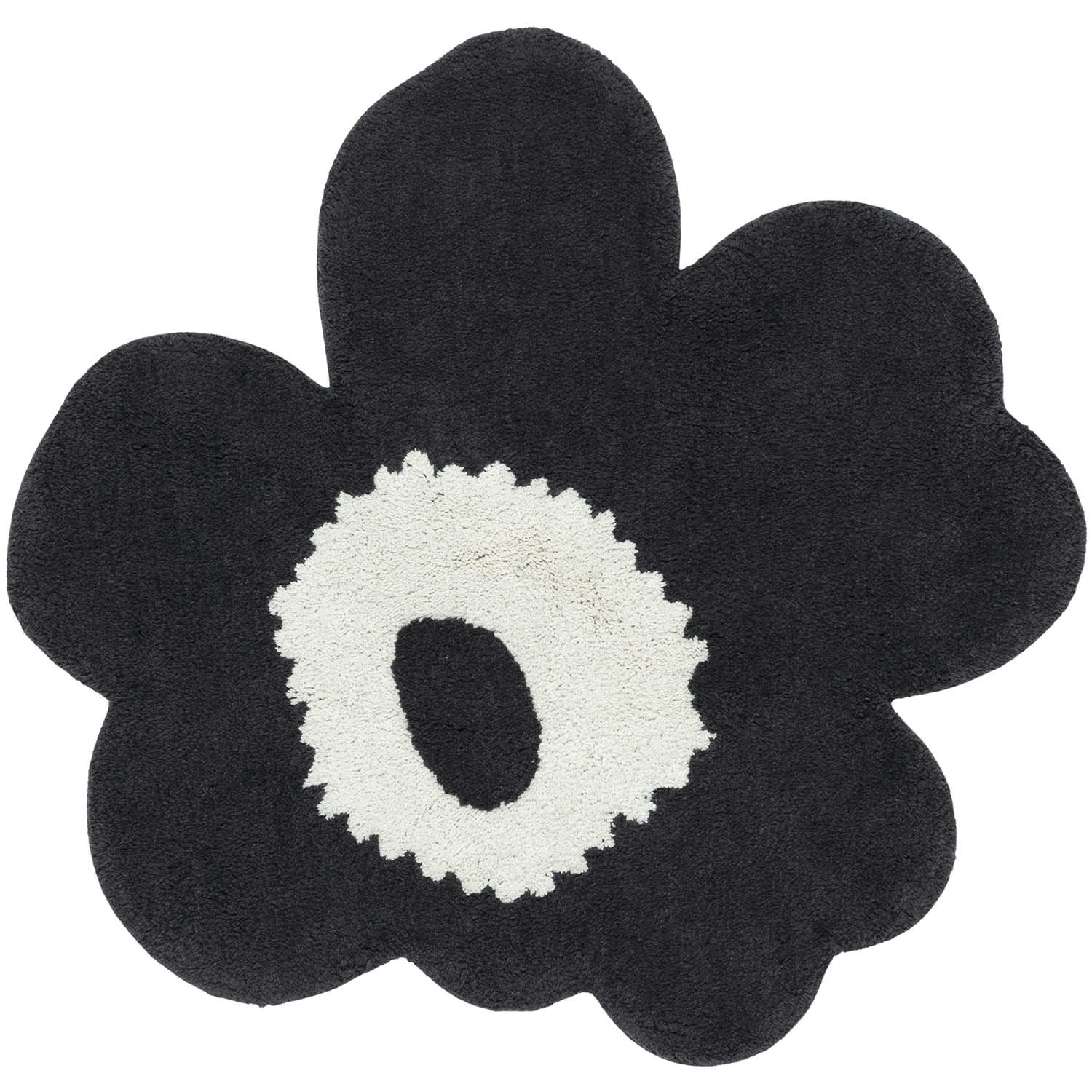 Unikko Terry Bath Rug 73X74 cm, Off-white/Charcoal | RoyalDesign