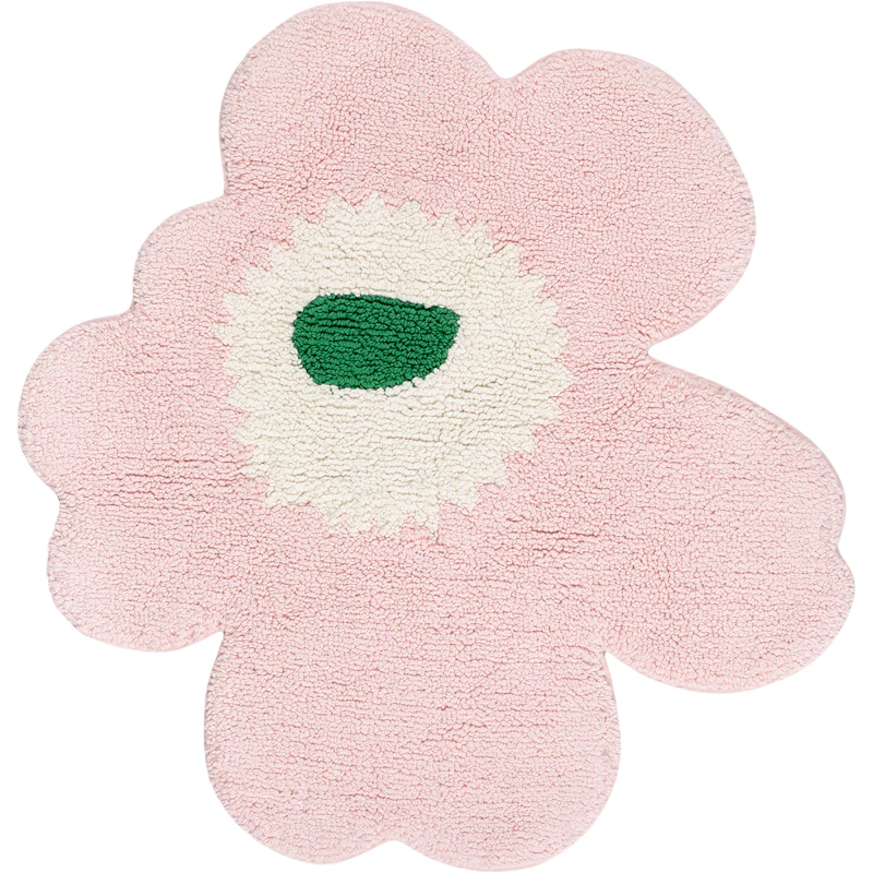 Unikko Terry Bath Rug 73X74 cm, Pink / Green / Off-white