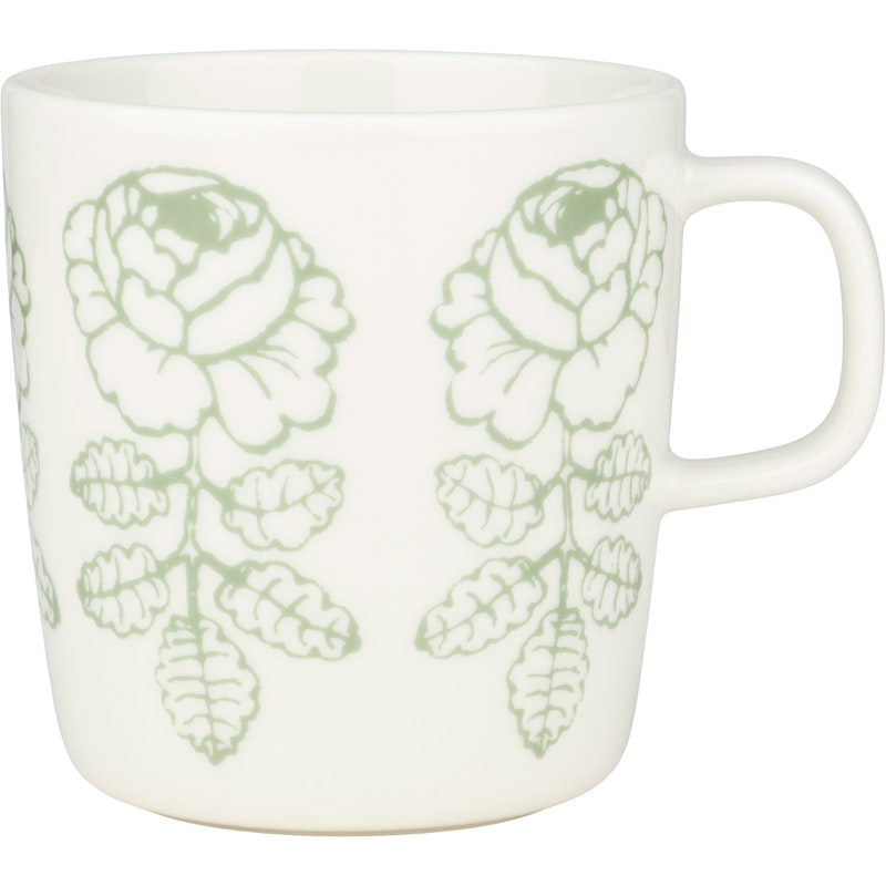 Wedding Rose Mug 40 cl, White / Sage