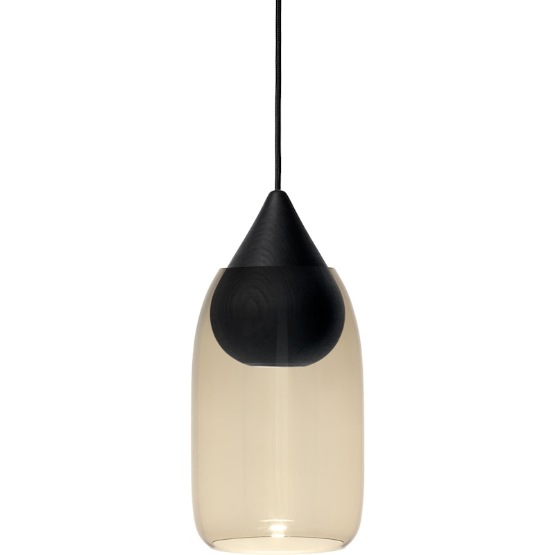 Liuku Drop Pendant, Black Stained Linden Wood / Smoked Glass