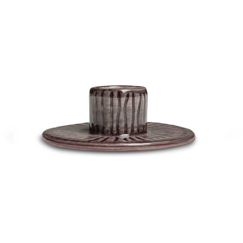 Stripes Candle Holder 8 cm, Plum