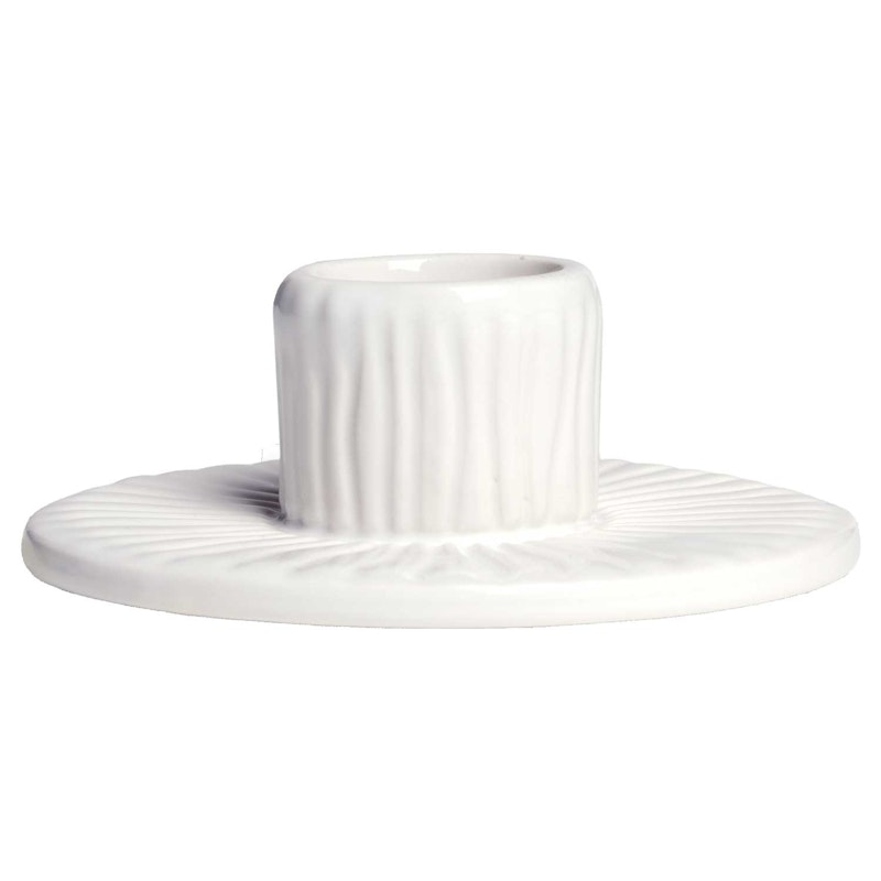 Stripes Candle Holder 8 cm, White